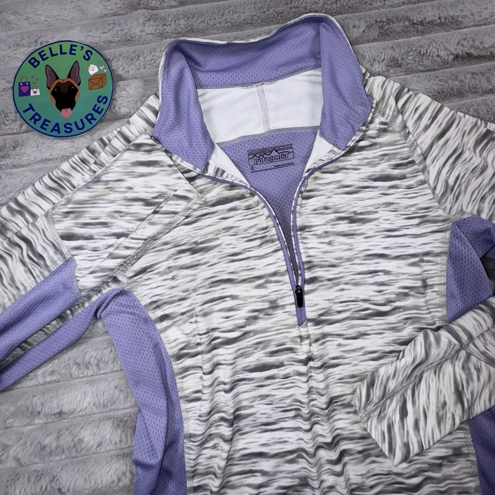 Patagonia All Weather Womens M Lavender Gray Shirt 1/4 Zip Swim Shirt Run Jacket